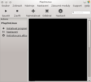 Základní okno PlayOnLinux